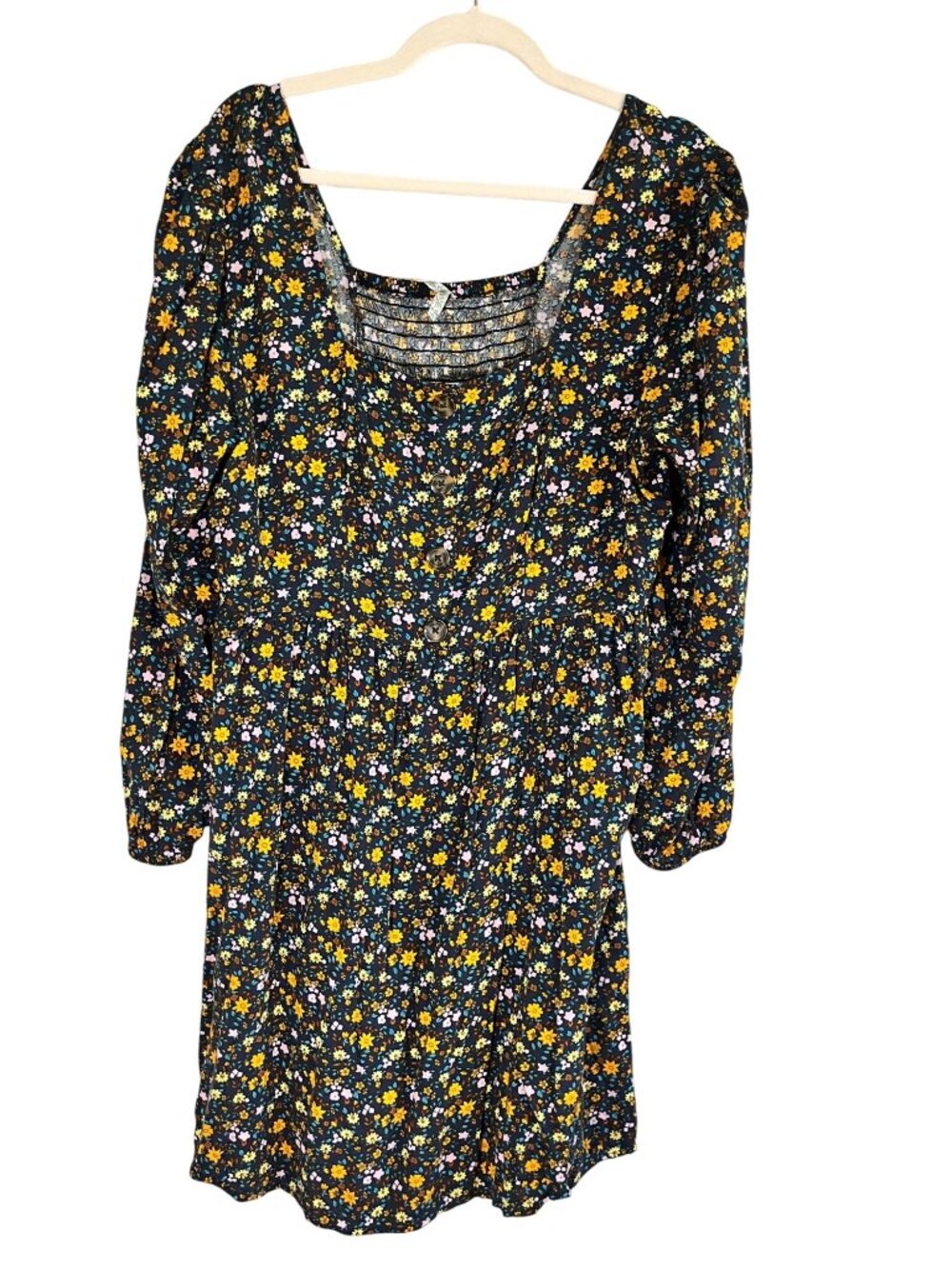 Colorful‎ Floral Milkmaid Dress 2X Boho Indie Festival Folk Peasant Earthy Chic
